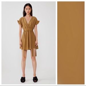Zara brown mini dress with ruffles and bows